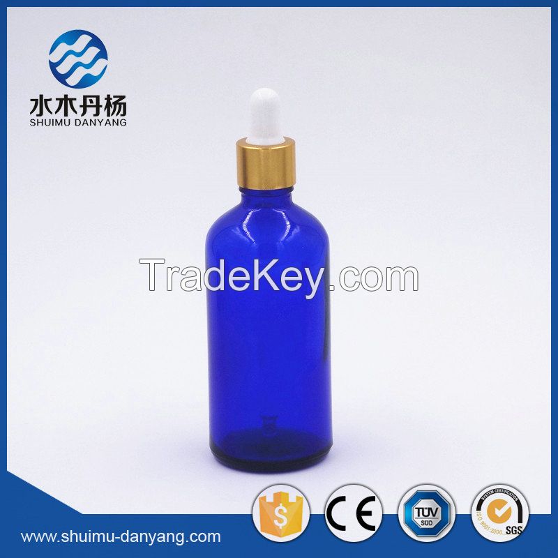 5-100ml cobalt blue glass e-liquid bottle with pipette dropper