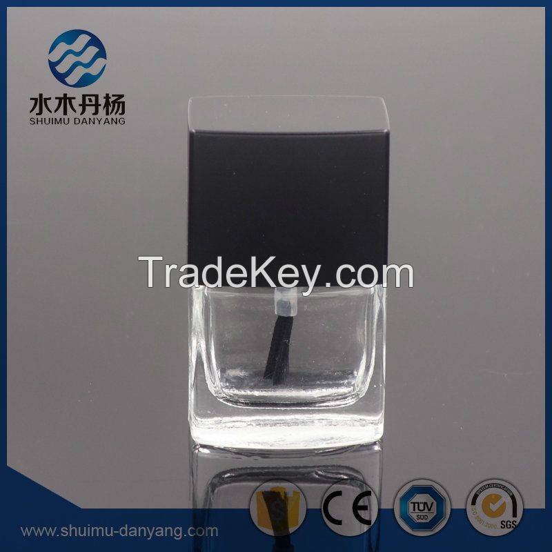 Fancy 8ml flat square clear glassgel polish bottle