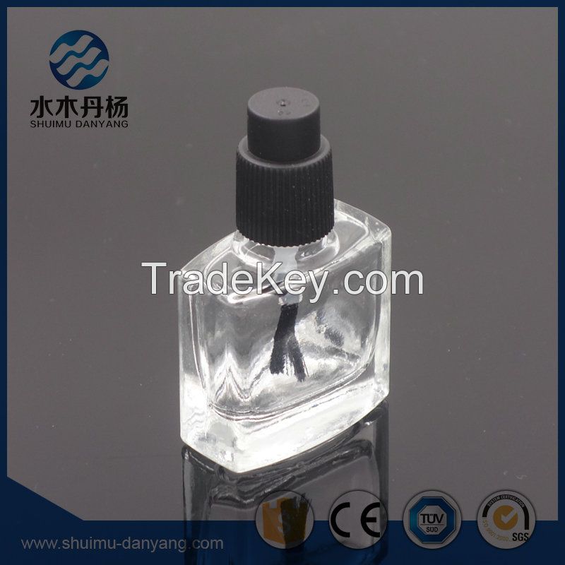 Fancy 8ml flat square clear glassgel polish bottle