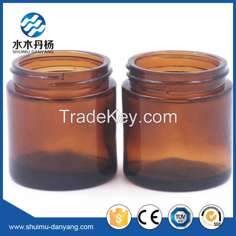 Hot sale 100ml round amber/blue cosmetic glass jar