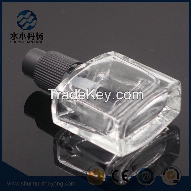 Fancy 8ml Flat Square Clear Glassgel Polish Bottle