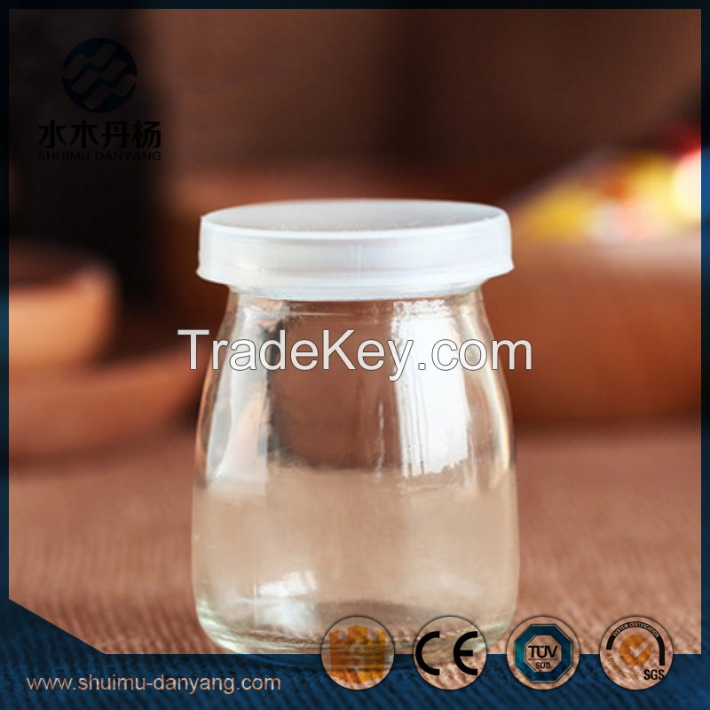 Hot selling 100ml round clear glass pudding bottle