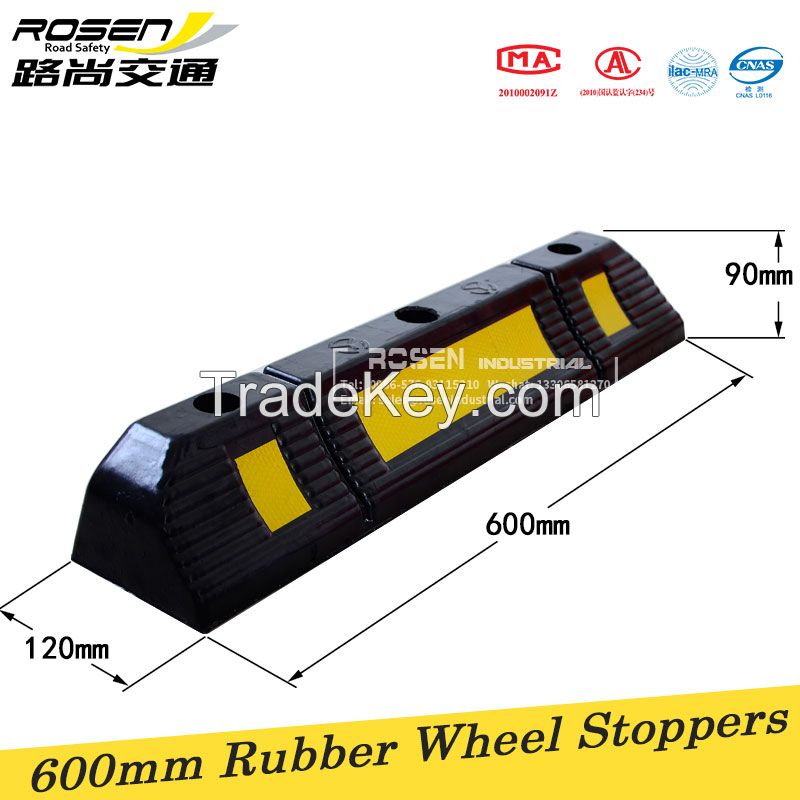 Single rubber wheel stop for parking lots and garages 600*120*100mm