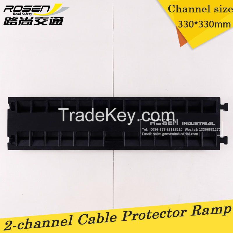 2-channel Yellow Lid Black Rubber Cable Protector Ramp