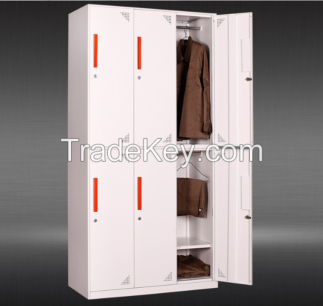 New  design  6 doors  cream  colour  steel  wardrobe/  clothes  cabinet/ metal  locker
