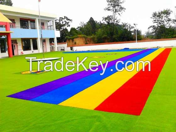 High quality Europe stardand rainbow artificial grass for kindgarden