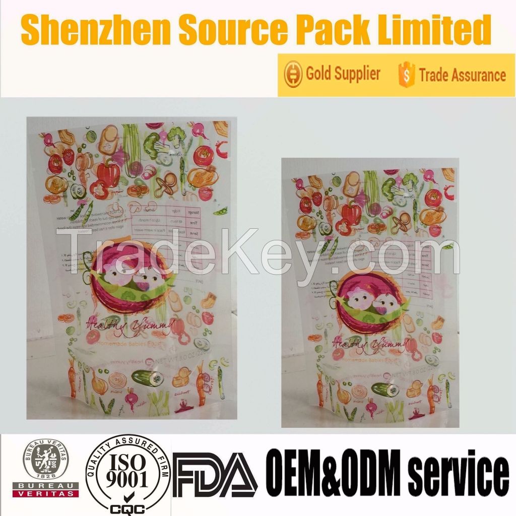 Food Grade Totally Transparent Stand Up Pouch with Tear Notch for Food Packaging