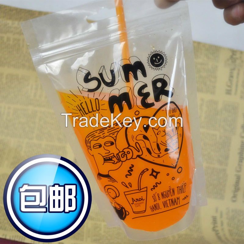 Food Grade Printing Laminated Stand Up Zipper Bag with Tear Notch for Drinking