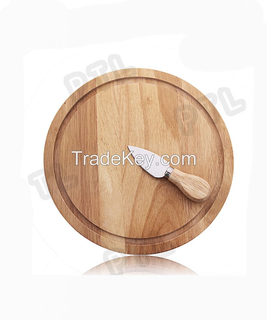 wooden cheese knife in simple styple with rounded chopping board(2 pieces) 