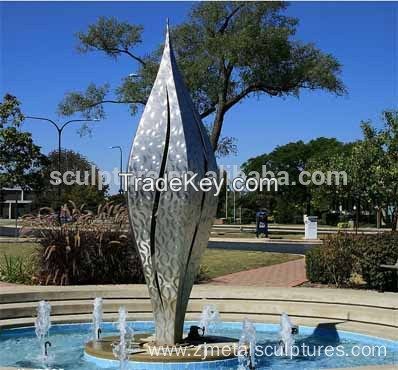 2016 New Leaf Shape Stainless Steel Sculpture fountain Decoration