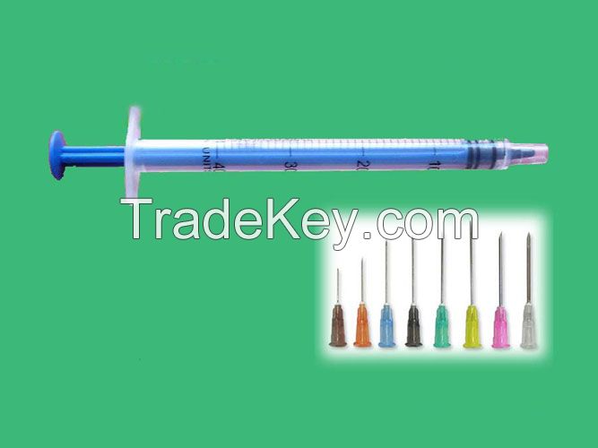 Disposable tuberculin syringe with needle