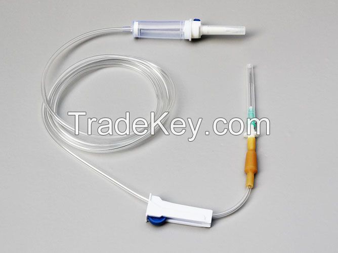 Disposable infusion apparatus with needle, in PE bag