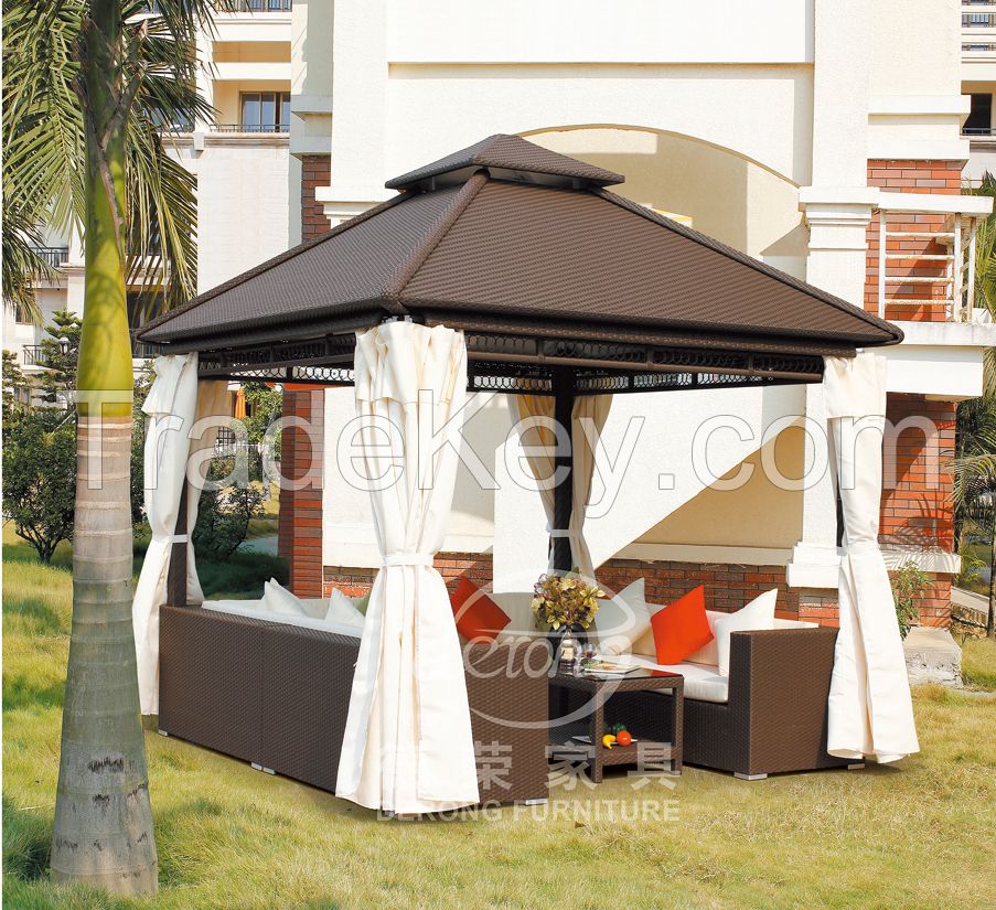 Derong Outdoor Furniture Pe Rattan Gazebo Garden Pilvilion