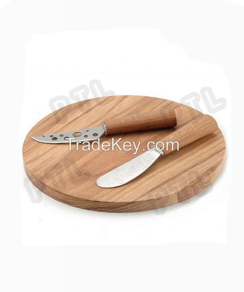 S/S cheese knife with solid rounded chopping board(3 pieces) 