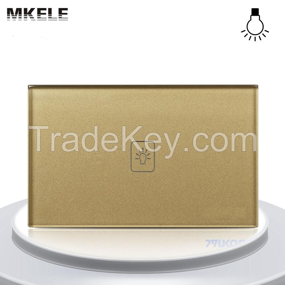 Remote Dimmer Switch US Standard Controller Dimmer Touch Sensor Switch 1 Gang 1 way Gold Glass Panel+LED Touch Dimmer Switch