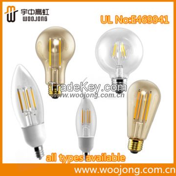 ce/rohs/ul dimmable Led Filament Bulb with global shape