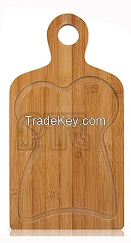 deluxe rubber wood cutting board with handle 