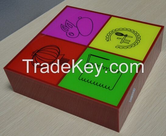 Customized Logo Acrylic Storage Box With 4 Compartments