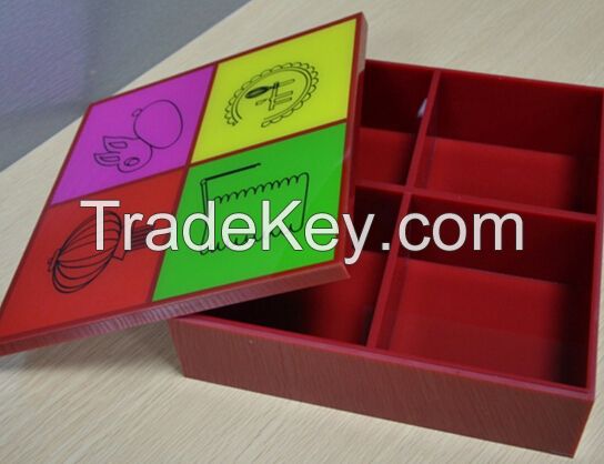 Customized Logo Acrylic Storage Box With 4 Compartments