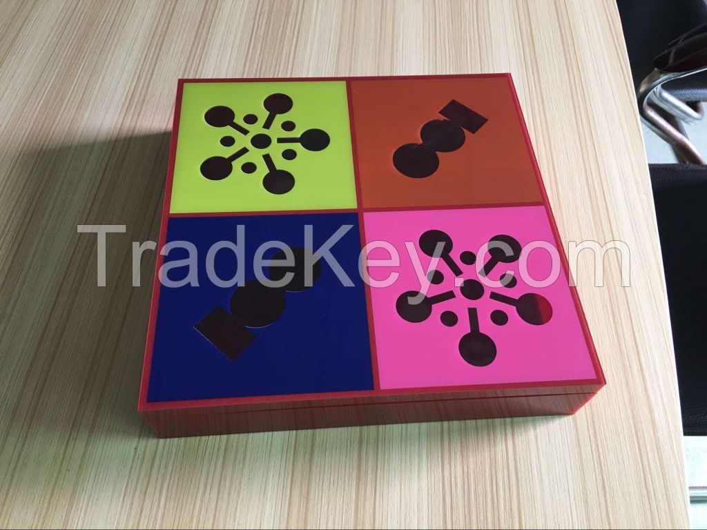 Customized Logo Acrylic Storage Box With 4 Compartments