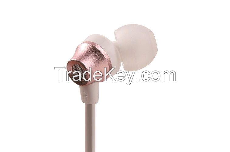 B950 Metal Earphone with Mic Volume Remote, Rose Gold