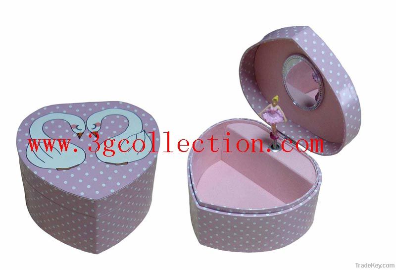 Heart shapped musical jewelry box