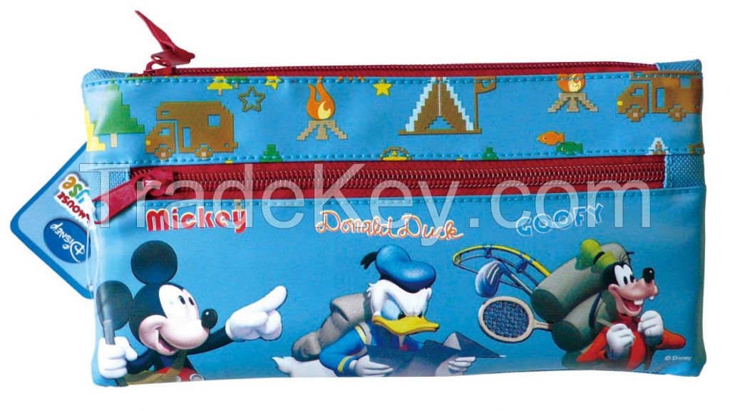 Polyester Pencil Case with Two Side Zipper Compartment