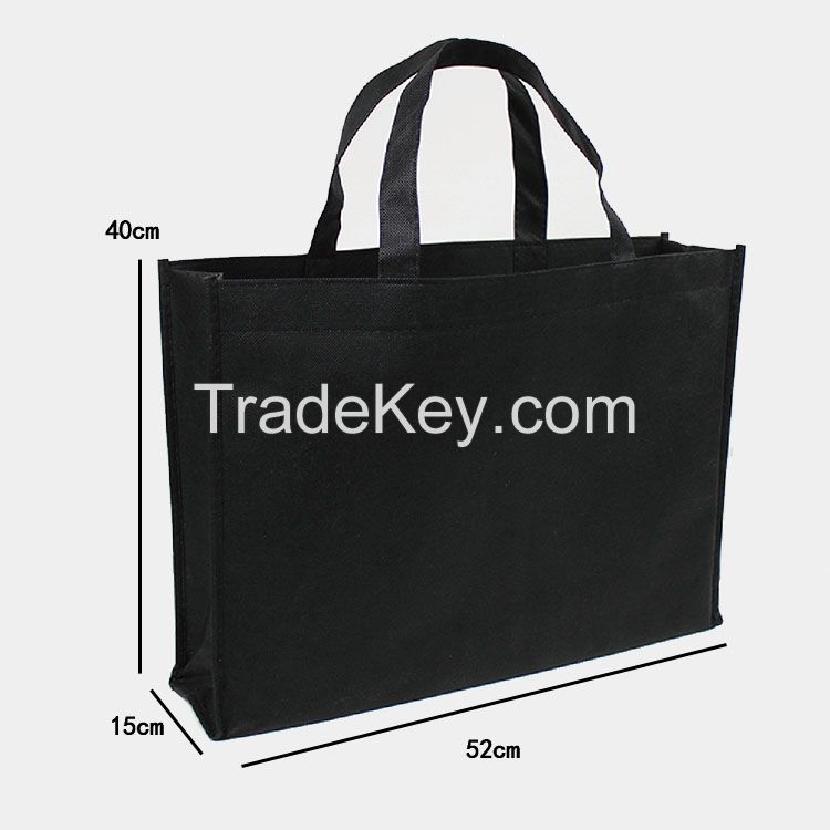 Promotional black nonwoven tote bags, customized shopping bags