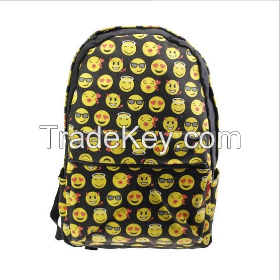 2017 High Quality Canvas Backpack, Smile Face School Bag