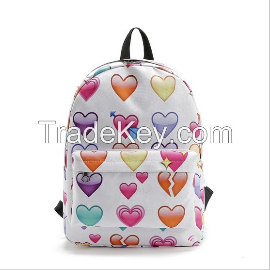 Emoji face backpack, 600D canvas polyester school bags