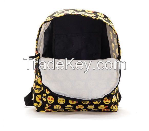 2017 High Quality Canvas Backpack, Smile Face School Bag