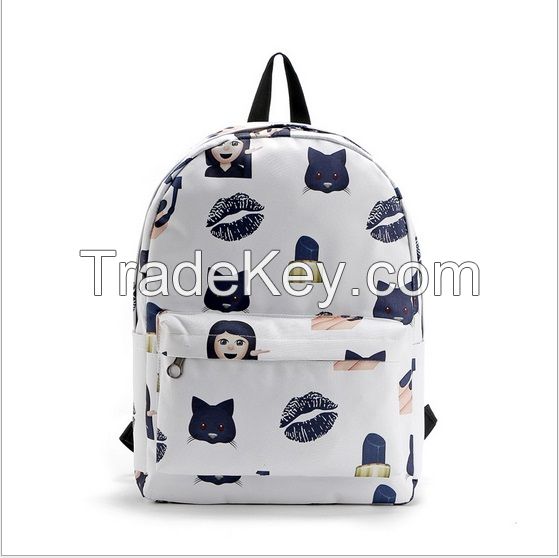 Emoji face backpack, 600D canvas polyester school bags