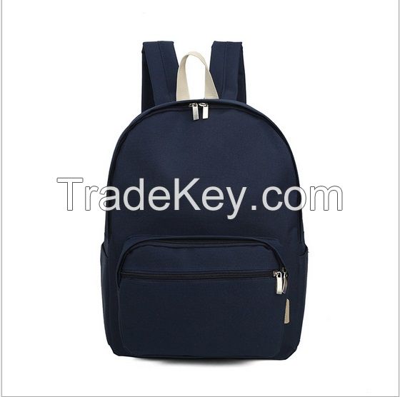 Wholesale solid color casual student canvas backpack