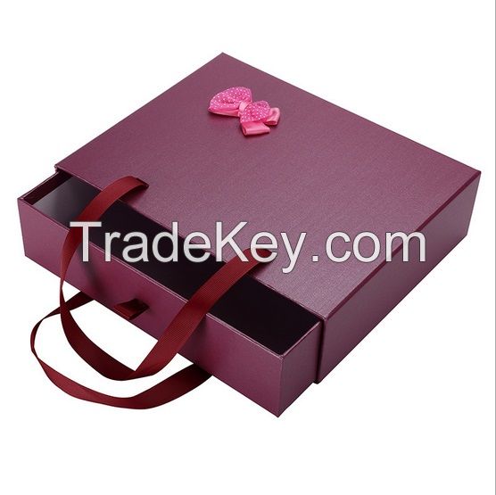 2017 new UV/embossing hot stamping new design drawer type gift box for wholesales