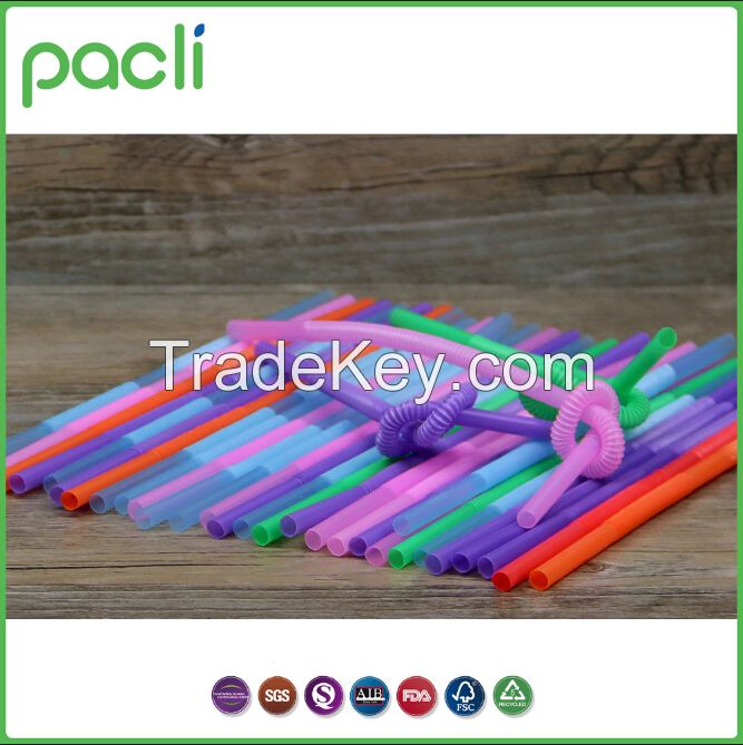 Plastic assorted colors artistic long straws