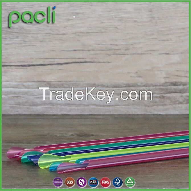 Plastic assorted colors spoon straws