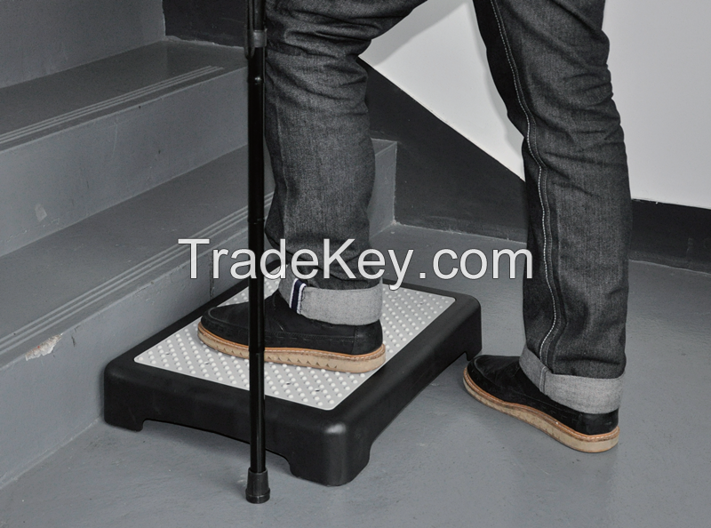 Black plastic extra large platform half step stool