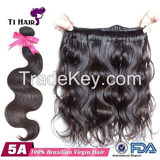 T1 Hair Natural Beauty Brazilian Body Wave Virgin Human Hair Extensions Natural Black Can be dyed and Bleached