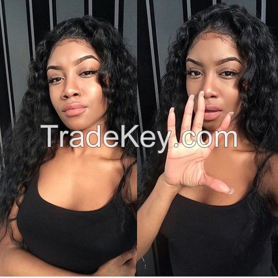 T1 Hair 3pcs Grade 7A Unprocessed Virgin Brazilian Deep Wave Human Hair Weave Natural Black #1B