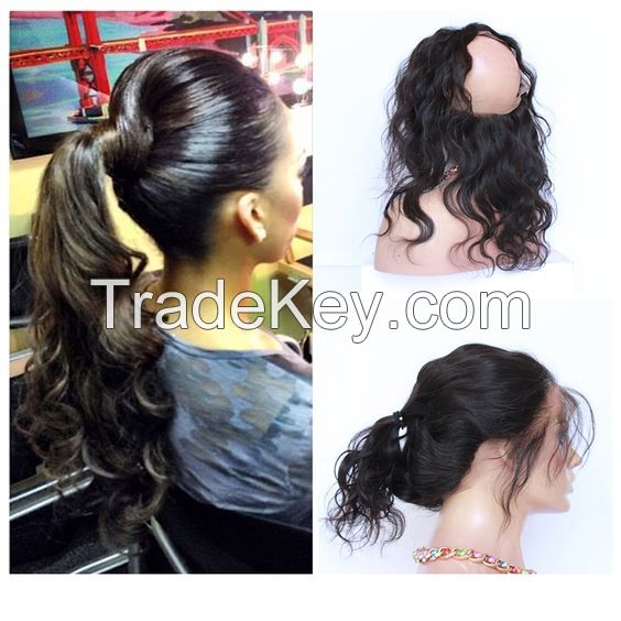 Great Quality Brazilian Hair 360 Lace Frontal Closure Natural Color