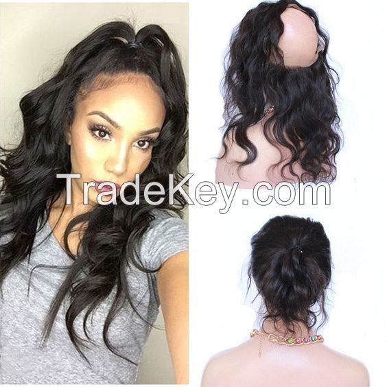 Great Quality Brazilian Hair 360 Lace Frontal Closure Natural Color
