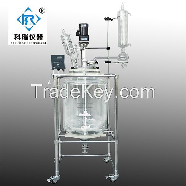 20 LHigh quality borosilicate GG3.3 double layer jacketed glass reactor