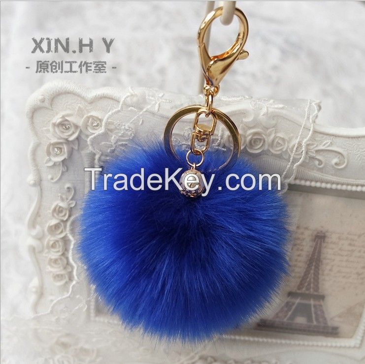  New 8CM Beauty Pompom Ball Key Chain Ring Charm Handbag-21