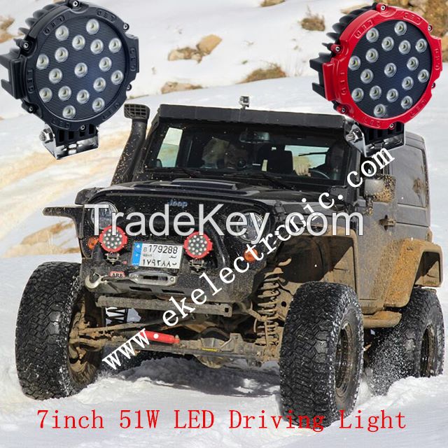 High Brightness 7inch 12v  51w Waterproof Auto Led Work Light EK-8951