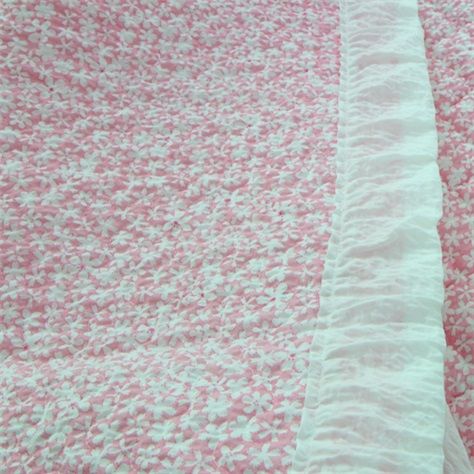 Slim summer quilt frilly flower bedding - pink