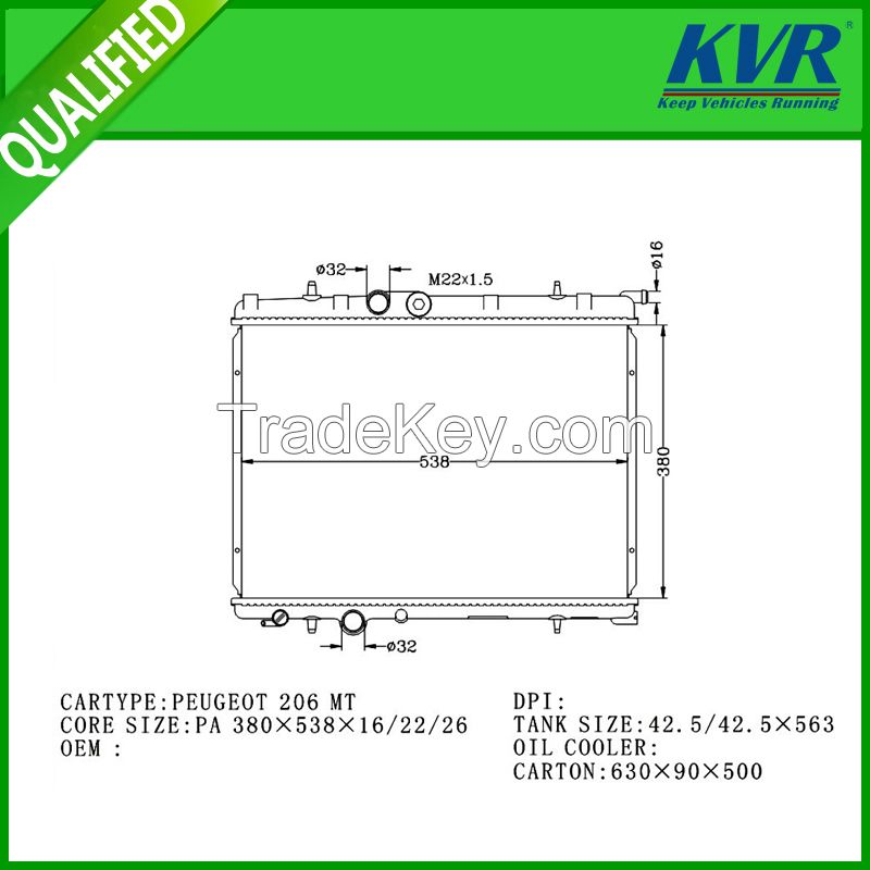 china supply good quality aluminum auto radiator car radiator