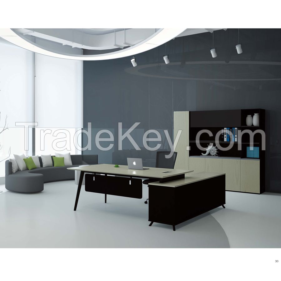 JA Office desk with side returned L shape  metal frame support