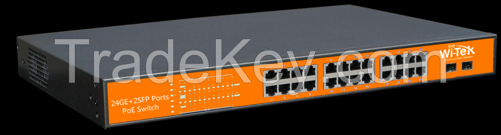 24GE+2SFP 48V Ports PoE Switch with 24-Port PoE  WI-PS326GF 