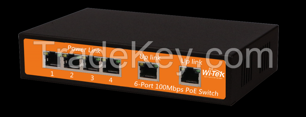 6-Port 48V 100Mbps PoE Switch with 4-Port PoE  WI-PS106 