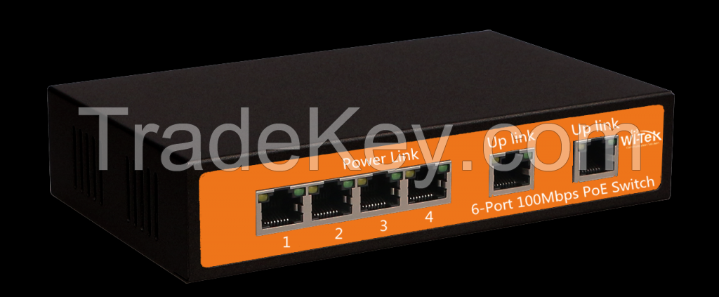 6-Port 48V 100Mbps PoE Switch with 4-Port PoE  WI-PS106 